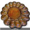 Image 3 : Set of Three Iridescent Carnival Glass Deviled Egg Plates, Amber & Green (10.5 in.)