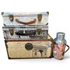 Image 1 : Four-Piece Paris & Travel-Themed Decorative Storage Boxes & Metal Thermos-Style Bottle