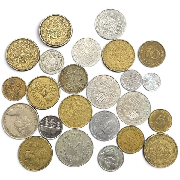 24-Piece Mixed World Coin Group: Mexico, Germany, Cuba, Australia, Peru & More