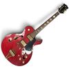 Image 1 : Vintage Crown Made in Japan Cherry Red Hollowbody Electric Guitar, Gold-Tone Hardware