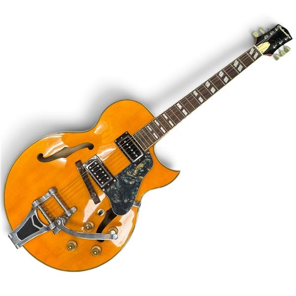Galveston Orange Hollowbody Electric Guitar with Tremolo, Dual Humbuckers & F-Holes