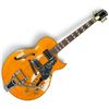 Image 1 : Galveston Orange Hollowbody Electric Guitar with Tremolo, Dual Humbuckers & F-Holes