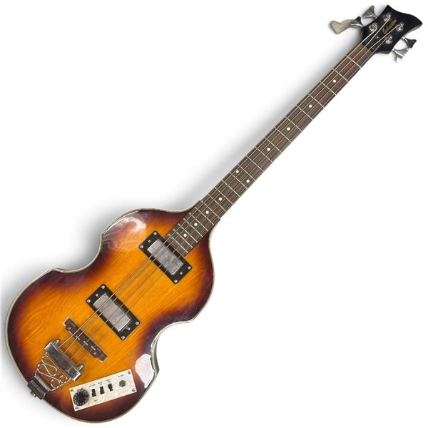 Galveston Violin-Shaped Sunburst Four-String Electric Bass Guitar with Dual Pickups