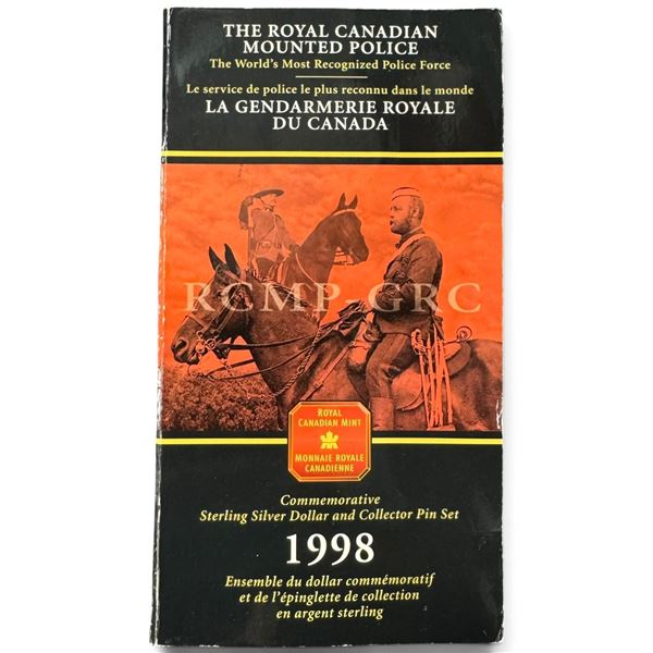 1998 Royal Canadian Mint RCMP 125th Anniversary Sterling Silver Dollar & Pin Set