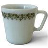 Image 2 : Set of 10 Vintage Pyrex Spring Blossom Green No. 1410 Opalware Coffee Mugs, 300 mL