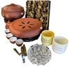 Image 1 : Mixed Asian-Style Terracotta Tea Ware, Gilt Panels, Cut-Glass Bowl & Ceramic Mugs