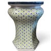 Image 1 : Asian-Style Blue Rose & Lattice Glazed Ceramic Garden Stool or Pedestal (16 in.)