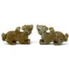 Image 1 : Pair of Chinese-Style Carved Mottled Hardstone Mythical Beast Figures 5x3"
