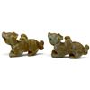Image 3 : Pair of Chinese-Style Carved Mottled Hardstone Mythical Beast Figures 5x3"