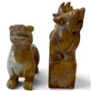 Image 3 : Two Chinese-Style Carved Hardstone Mythical Beast Figures, One with Seal-Form Base