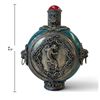 Image 2 : Chinese-Style Turquoise Glass & Silver-Tone Metal Scent Bottle with Stopper & Dauber
