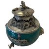 Image 3 : Pair Chinese-Style Green Hardstone & Silver-Tone Metal Dragon Covered Boxes