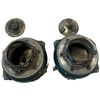 Image 4 : Pair Chinese-Style Green Hardstone & Silver-Tone Metal Dragon Covered Boxes