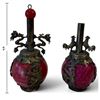 Image 2 : Pair Chinese Red Spherical Scent Bottles with Dragon, Phoenix & Rooster Metal Mounts