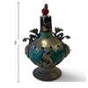 Image 2 : Chinese Cloisonné Enamel & Silver-Tone Metal Scent Bottle with Dragon & Phoenix Mounts 4" Tall