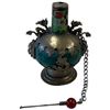 Image 3 : Chinese Cloisonné Enamel & Silver-Tone Metal Scent Bottle with Dragon & Phoenix Mounts 4" Tall