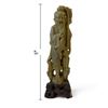 Image 2 : Chinese-Style Carved Green Stone Bearded Immortal Figure with Staff on Dark Stone Stand 10" Tall
