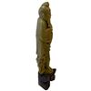 Image 4 : Chinese-Style Carved Green Stone Bearded Immortal Figure with Staff on Dark Stone Stand 10" Tall