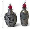 Image 2 : Pair of Asian Silver-Tone Metal Snuff Bottles with Dragon, Phoenix & Figural Relief