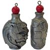 Image 3 : Pair of Asian Silver-Tone Metal Snuff Bottles with Dragon, Phoenix & Figural Relief