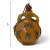 Image 2 : Chinese-Style Amber Snuff Bottle with Metal Appliqués, Spoon Stopper & Qianlong-Style Mark 4" Tall