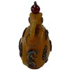 Image 3 : Chinese-Style Amber Snuff Bottle with Metal Appliqués, Spoon Stopper & Qianlong-Style Mark 4" Tall