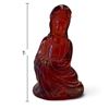 Image 2 : Molded Translucent Ruby-Red Glass Seated Guanyin Figure on Lotus-Form Base 7" Tall