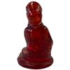 Image 3 : Molded Translucent Ruby-Red Glass Seated Guanyin Figure on Lotus-Form Base 7" Tall