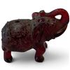 Image 1 : Ornate Translucent Ruby-Red Elephant Figurine with Raised Trunk & Incised Decoration 4.5" Long