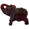 Image 3 : Ornate Translucent Ruby-Red Elephant Figurine with Raised Trunk & Incised Decoration 4.5" Long