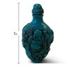 Image 2 : Chinese-Style Turquoise-Blue Relief Snuff Bottle, Budai & Attendants with Domed Stopper 4.5" Tall