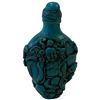 Image 3 : Chinese-Style Turquoise-Blue Relief Snuff Bottle, Budai & Attendants with Domed Stopper 4.5" Tall