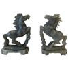 Image 3 : Three Carved Hardstone Animal Figures: Pair of Rearing Horses (7" Tall) & Recumbent Ram