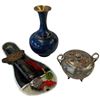 Image 2 : Asian Decorative Group: Cloisonné Vase, Figural Covered Jar & Ornamental Sword