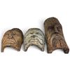 Image 1 : Group of Three Folk Art Glazed Ceramic Sculptural Face Plaques, Including Bearded Figure (T 10")