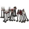 Image 1 : 22 Piece Artisan-Style Flatware Set with Dark Scroll Metal Handles