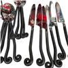 Image 4 : 22 Piece Artisan-Style Flatware Set with Dark Scroll Metal Handles