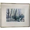 Image 1 : L. M. Hawe Signed Watercolor Woodland Cottage Landscape, Framed & Matted 22.5x18.5"