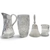 Image 1 : Four-Piece Cut & Engraved Quality Crystal Group with Pitcher, Vase, Bell & Ship Mug