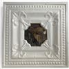 Image 1 : White-Painted Ornate Relief Wall Mirror with Fleur-de-Lis & Floral Decoration 23.5x23.5"
