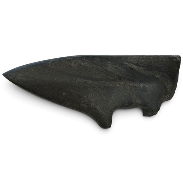 Northern Northwest Coast Ground Stone Splitting Adze Head, Grooved Hafting, Approx. 6.5 in.
