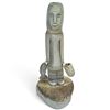 Image 1 : Signed HARRY J.t. 2011 Inuit/Inuvialuit Caribou Bone Fisherman Carving with Fish & Bucket, 5.5" Tall
