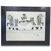 Image 1 : Peter Ragee Cape Dorset Inuit Art Figural Scene Drawing, Signed & Dated June 2009, Framed, 30" X 24"