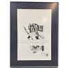 Image 1 : Peter Ragee Cape Dorset Inuit Art Hunter & Animal Scene Drawing, Signed June 2009, Framed, 17" X 23"