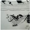 Image 4 : Peter Ragee Cape Dorset Inuit Art Hunter & Animal Scene Drawing, Signed June 2009, Framed, 17" X 23"