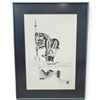 Image 1 : Peter Ragee Cape Dorset Inuit Art Hunter & Seal Drawing, Signed & Dated June 2009, Framed, 17" X 23"