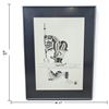 Image 2 : Peter Ragee Cape Dorset Inuit Art Hunter & Seal Drawing, Signed & Dated June 2009, Framed, 17" X 23"