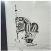 Image 5 : Peter Ragee Cape Dorset Inuit Art Hunter & Seal Drawing, Signed & Dated June 2009, Framed, 17" X 23"