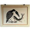 Image 1 : "The Loon and the Fish" by Kananginak Pootoogook, Inuit Unframed Lithograph  30" X 23"