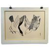 Image 1 : "Snow Buntings" by Kananginak Pootoogook, Unframed Offset Lithograph 30" X 23"